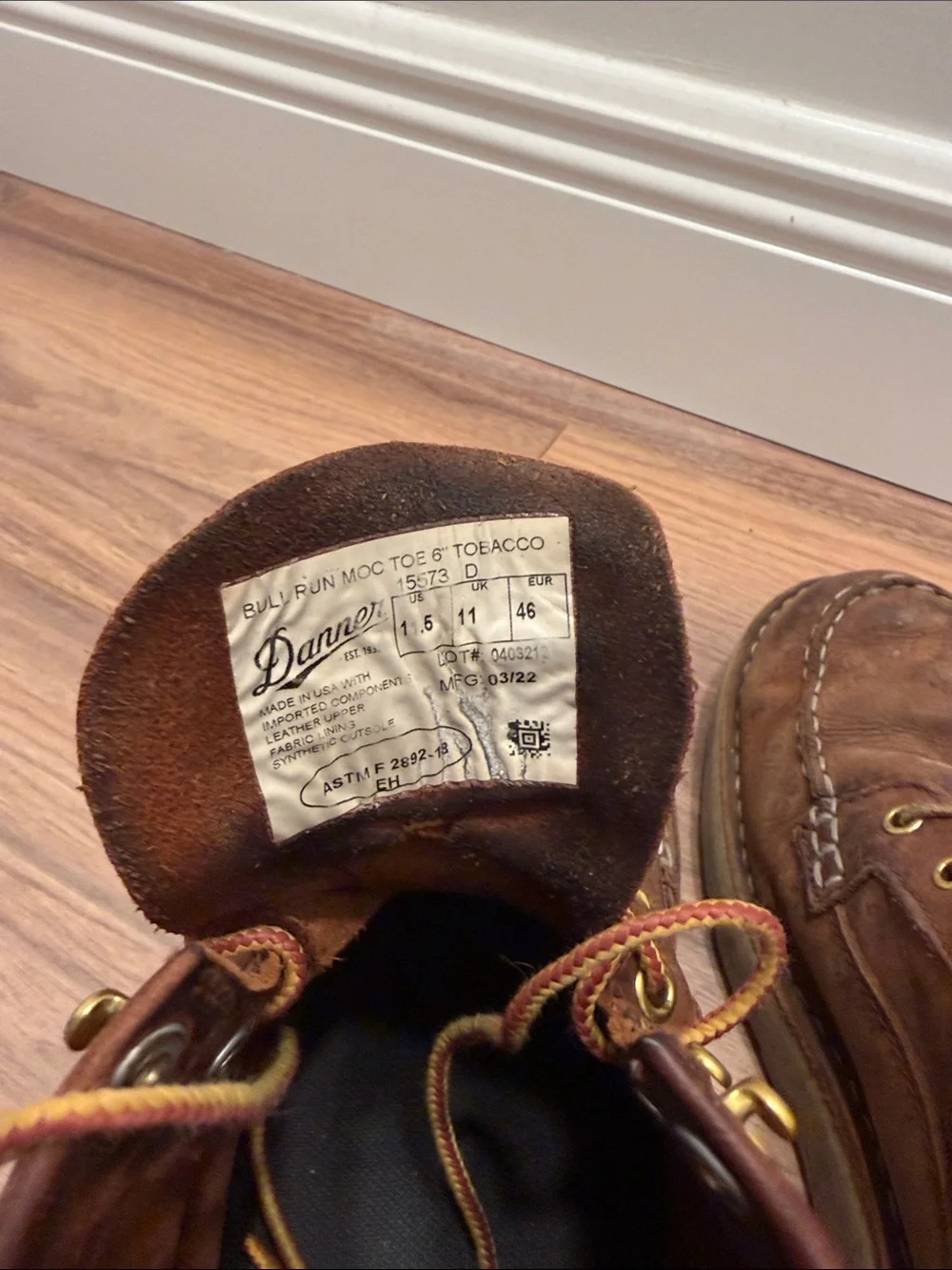 Danner Brown Leather Moc Toe Work Boots with American Flag Tab